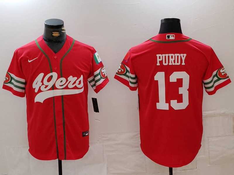 Men%27s San Francisco 49ers #13 Brock Purdy Red Mexico Cool Base Stitched Baseball Jersey